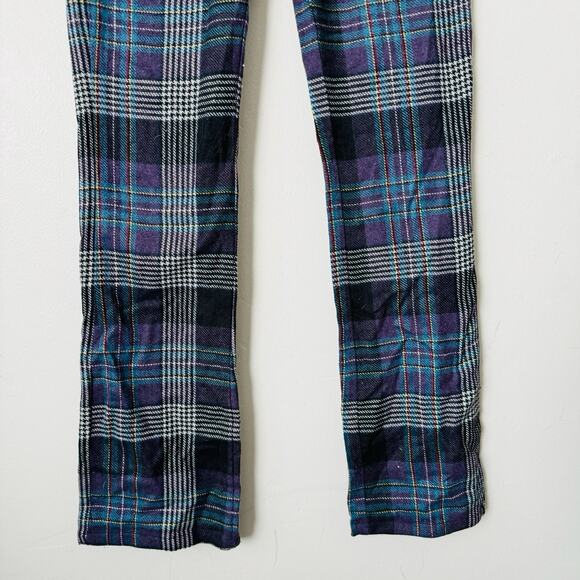 Unif Blue And Purple Plaid High Waisted Straight Leg Pants Women’s Size 23 - Picture 3 of 10